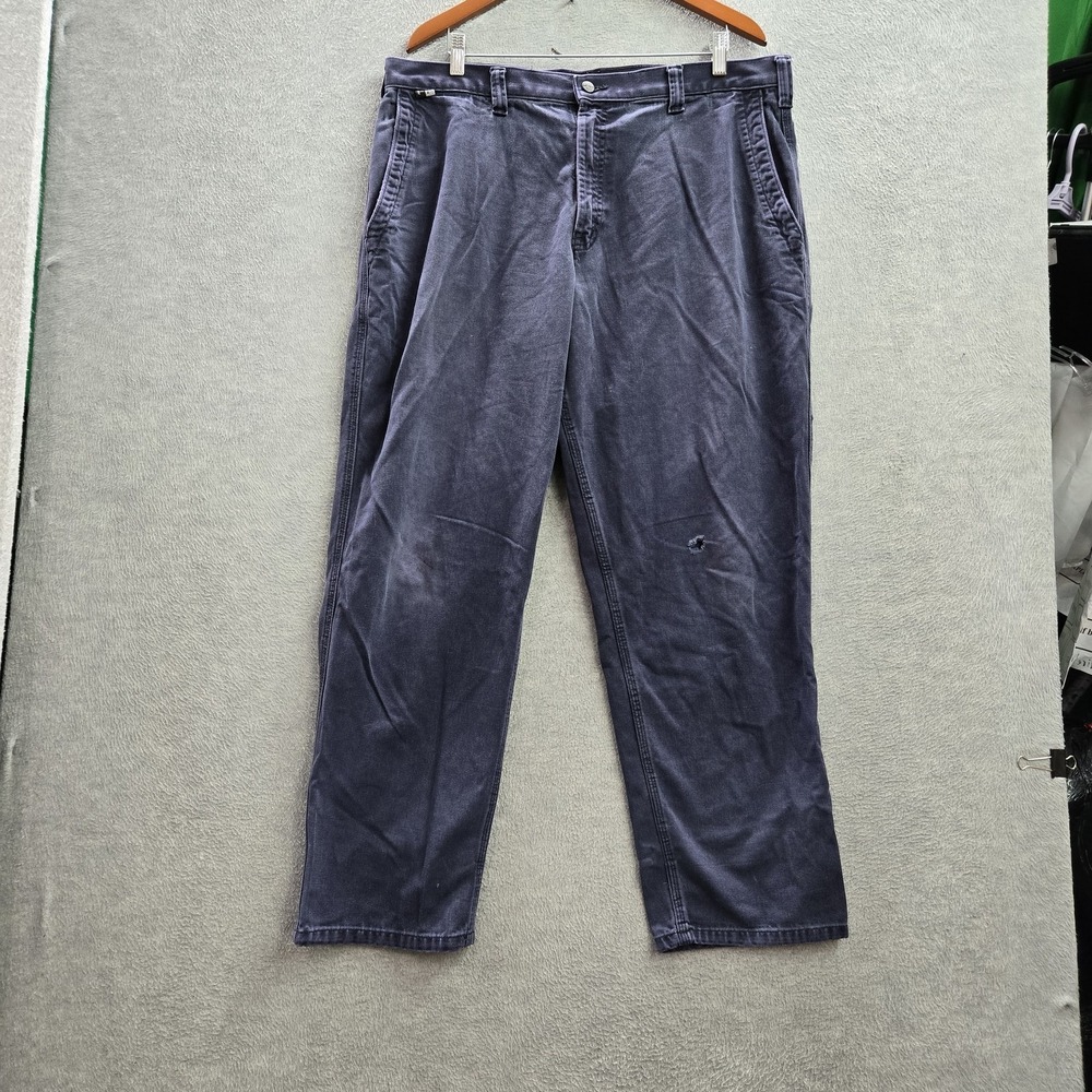 Carhartt Men Pants 38X32 Blue Cotton Nylon Chino Twill FR Work Pants READ